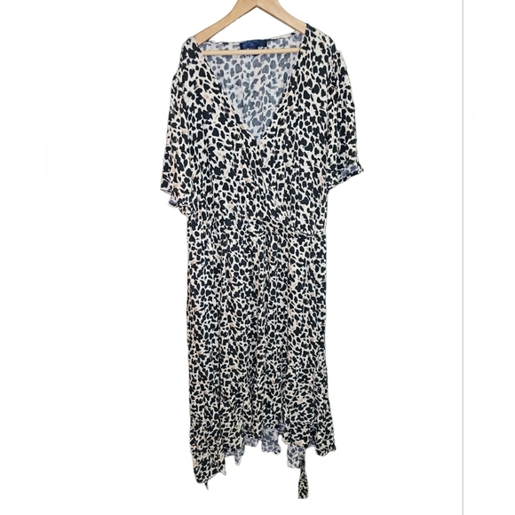 Rachel Roy Hi-Lo Dress Womens Plus 2X Flutter Sleeves Leopard Print Mob Wife - Picture 2 of 7